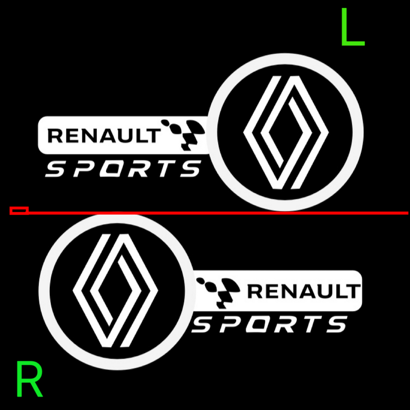 RENAULT Sport LOGO PROJECTOT LIGHTS Nr.28063 (Menge 1 = 2 Logofolien /2 Türleuchten) 