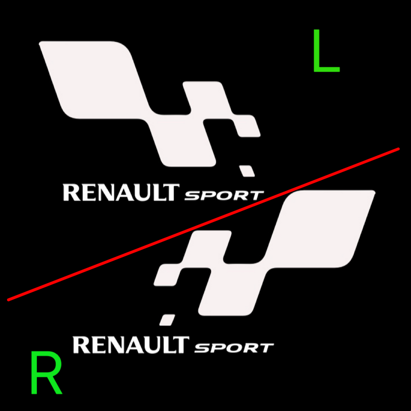 RENAULT Sport LOGO PROJECTOT LIGHTS Nr.28061 (Menge 1 = 2 Logofolien /2 Türleuchten) 