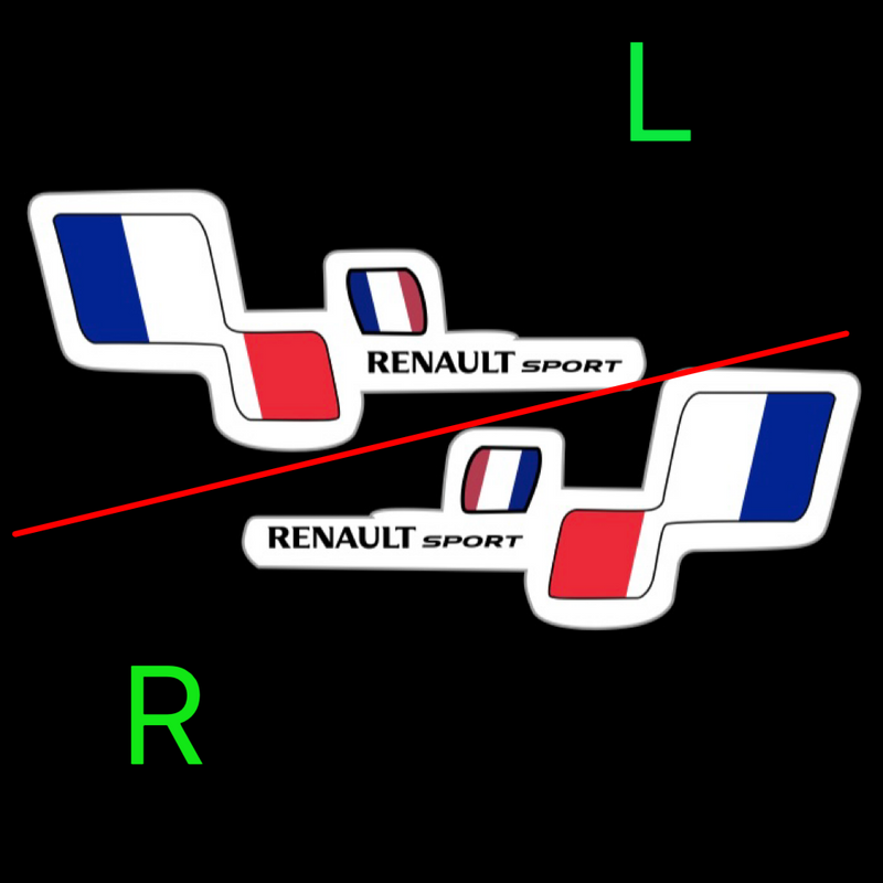 RENAULT Sport LOGO PROJECTOT LIGHTS Nr.28060 (quantità 1 = 2 pellicole logo /2 luci porta) 