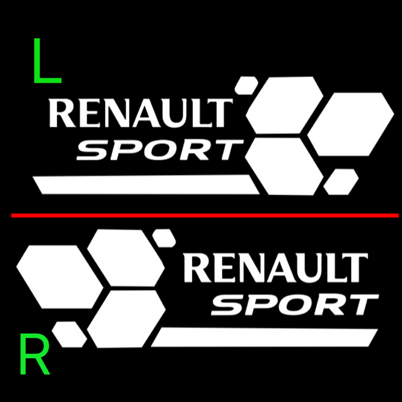 RENAULT Sport LOGO PROJECTOT LIGHTS Nr.28059 (quantità 1 = 2 pellicole logo /2 luci porta) 