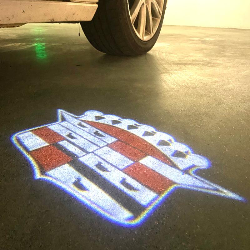 CADILLAC ORIGINAL LOGO PROJECTOT LIGHTS Nr.256 (quantità 1 = 2 pellicole logo /2 luci porta） 