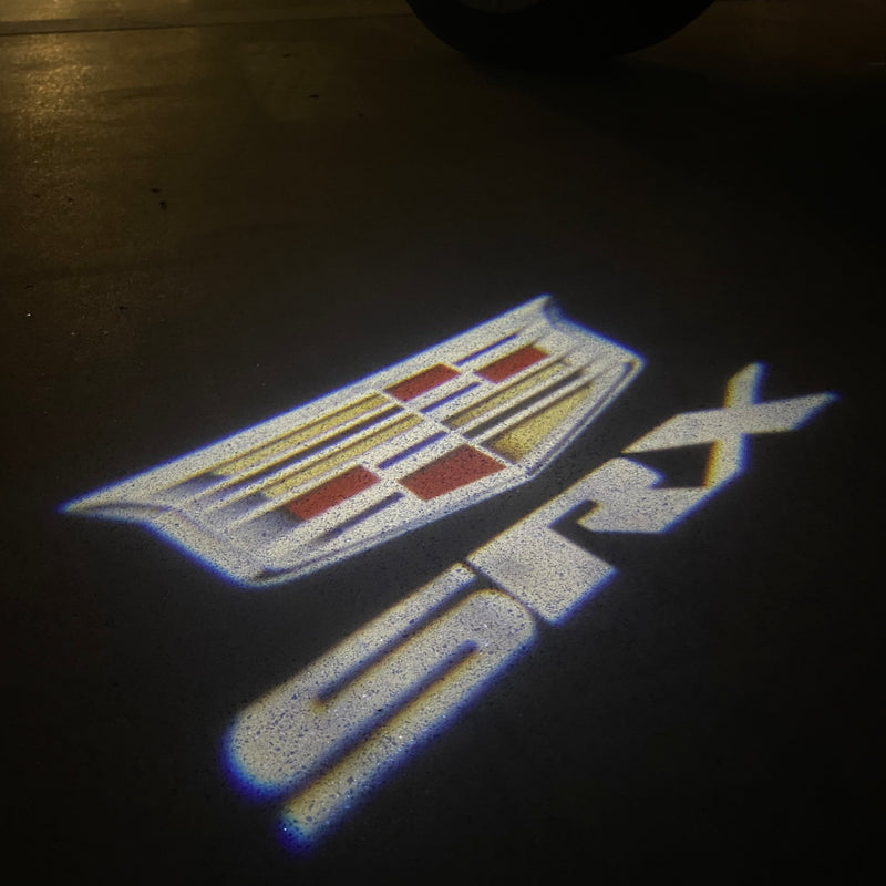 CADILLAC ORIGINAL LOGO PROJECTOT LIGHTS Nr.256 (Menge 1 = 2 Logofolien /2 Türleuchten） 