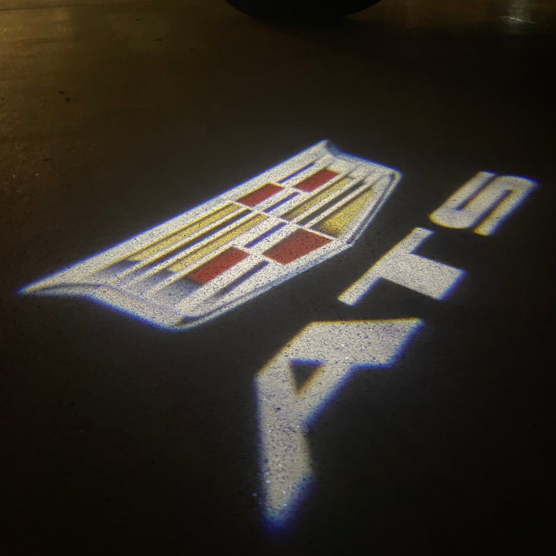 CADILLAC ORIGINAL LOGO PROJECTOT LIGHTS Nr.256 (Menge 1 = 2 Logofolien /2 Türleuchten） 