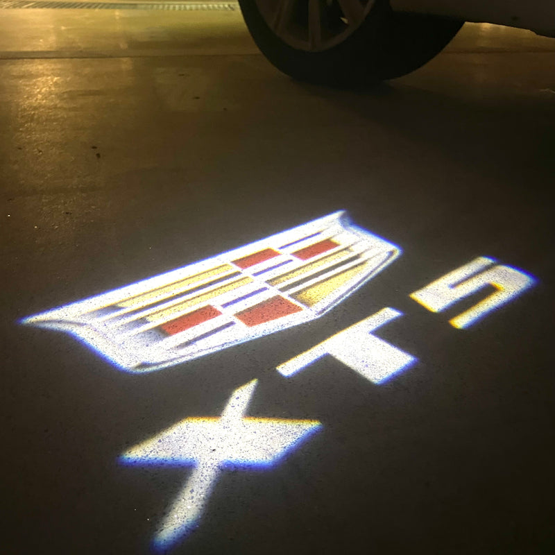 CADILLAC ORIGINAL LOGO PROJECTOT LIGHTS Nr.256 (quantità 1 = 2 pellicole logo /2 luci porta） 