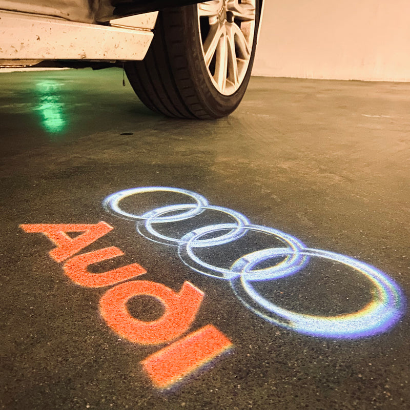 AUDI Original LOGO PROJECTOT LIGHTS Nr.009 (Menge 1 = 2 Logofolien /2 Türleuchten） 