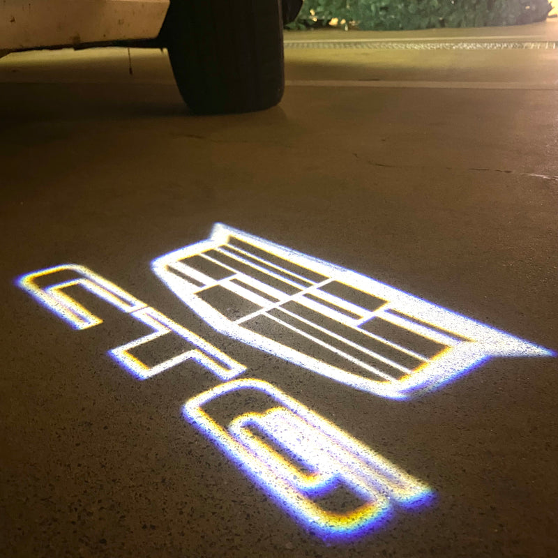 CADILLAC ORIGINAL LOGO PROJECTOT LIGHTS Nr.256 (Menge 1 = 2 Logofolien /2 Türleuchten） 