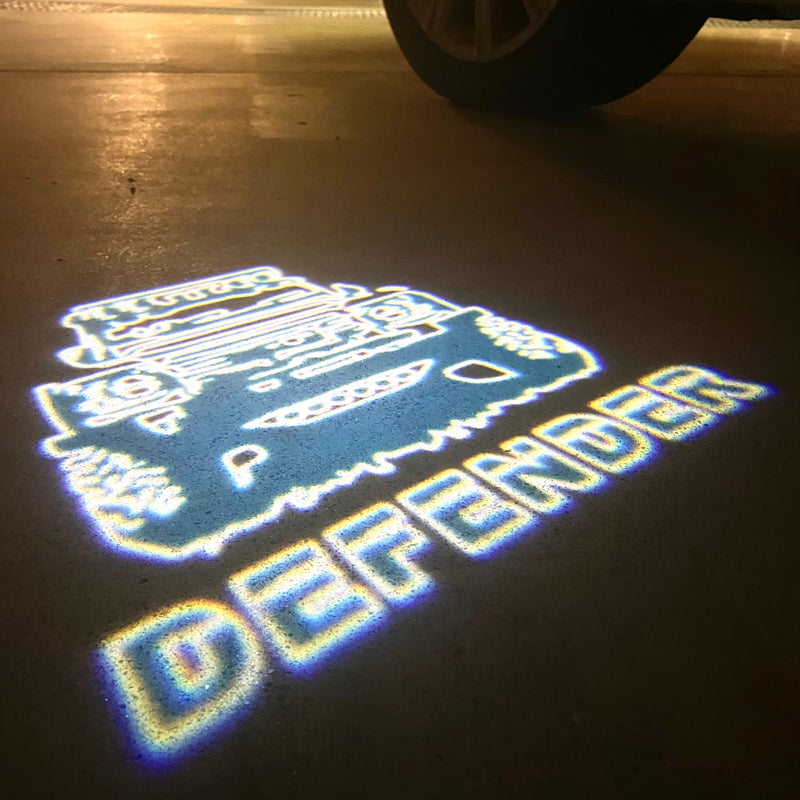 Land Rover DEFENDER LOGO PROJECROTR LIGHTS Nr.45 (Menge 1 = 1 Satz/2 Türleuchten)