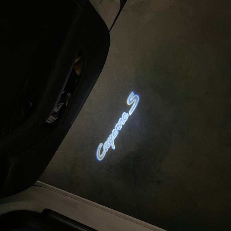 PORSCHE Cayenne S  LOGO PROJECTOT LIGHTS Nr.18 (quantity  1 =  2 Logo Film /  2 door lights)