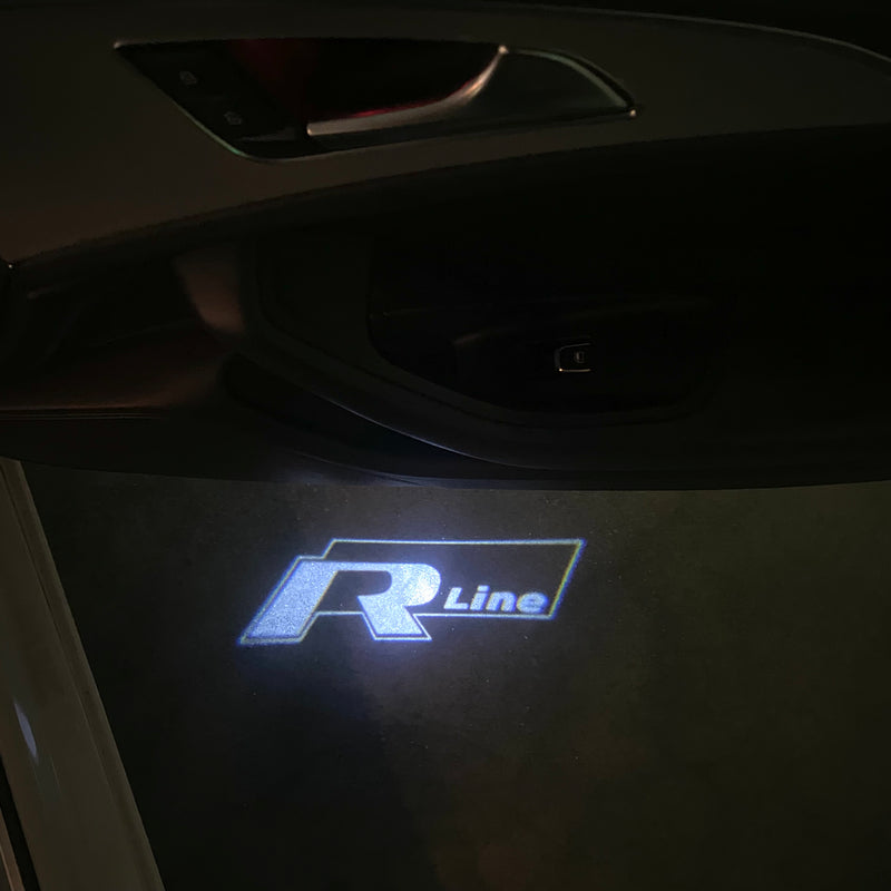 Volkswagen Luci porta R LINE Logo Nr. 33 (quantità 1 = 2 pellicole logo / 2 luci porta) 