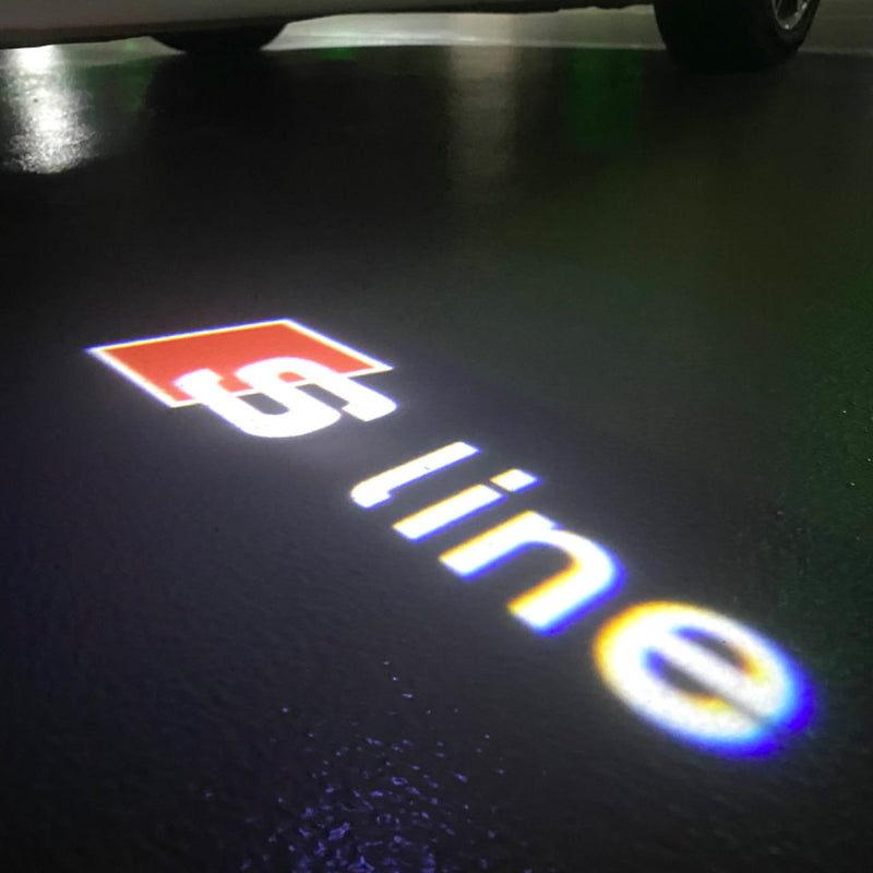 AUDI S LINE LOGO PROJECTOT LIGHTS Nr.100 (Menge 1 = 2 Logofolien /2 Türleuchten） 