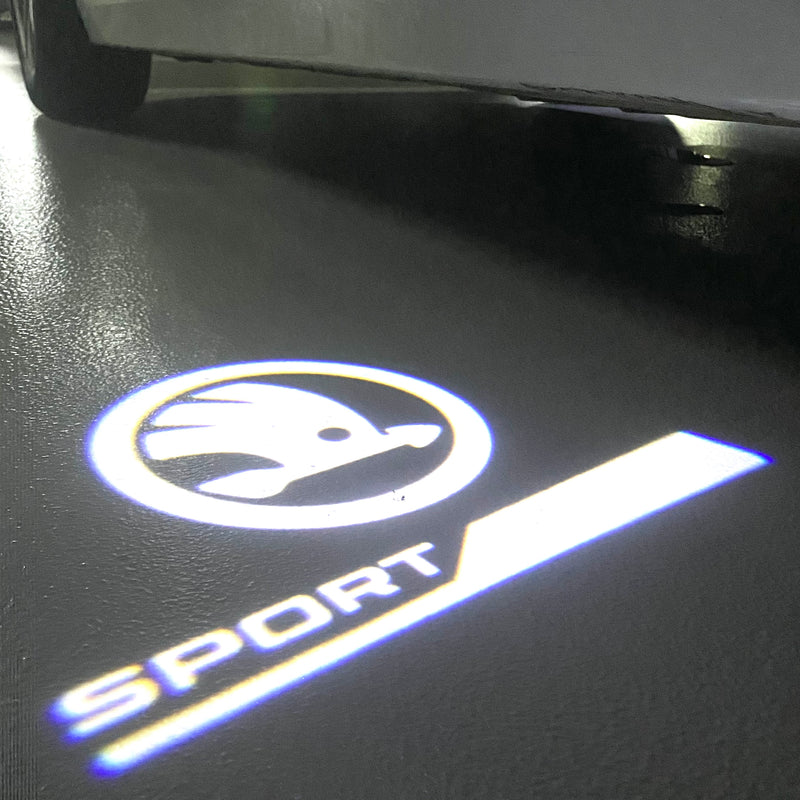 SKODA SPORT LINE LOGO PROJECTOT LIGHTS Nr.06(quantità 1 = 2 pellicole logo / 2 luci porta)