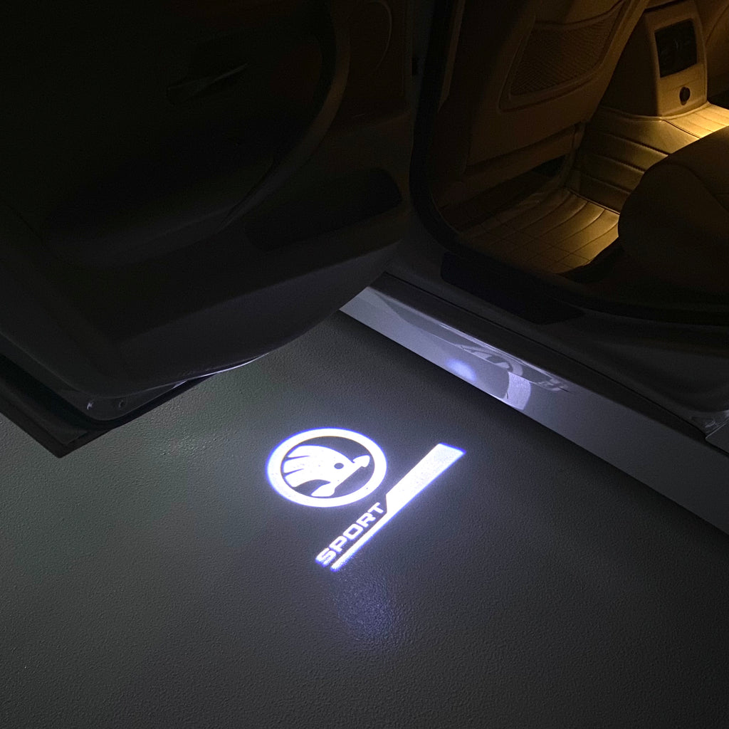 SKODA SPORT LINE LOGO PROJECTOT LIGHTS Nr.06(quantity  1 =  2 Logo Film /  2 door lights)