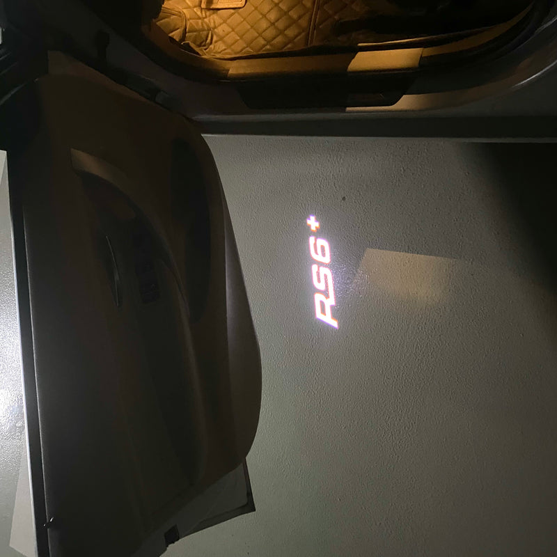 AUDI RS6 LOGO PROJECTOT LIGHTS Nr.76 (quantità 1 = 2 pellicole logo /2 luci porta） 