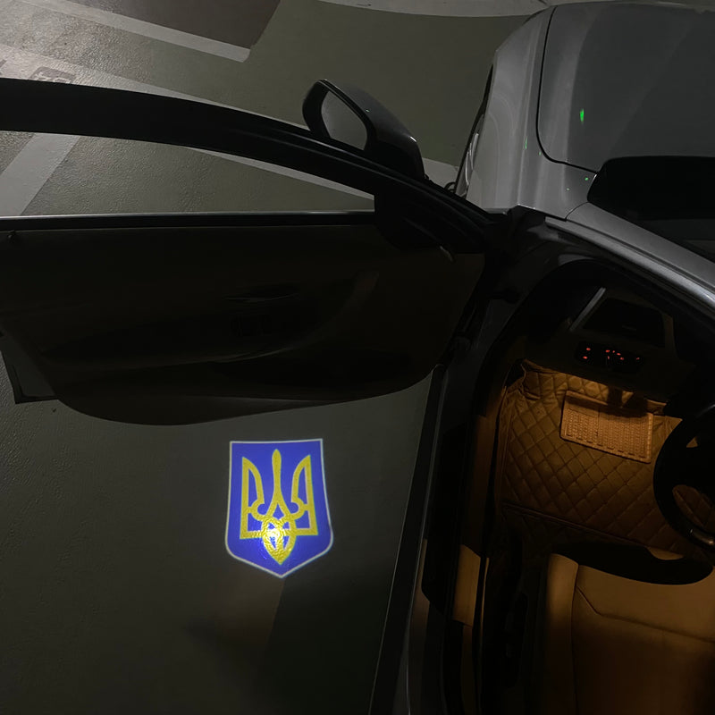 Ukraine Украïна National Flag  logo door lights (quantity 1 = 1 sets / 2 logo film /  Can replace of lights  other logos )