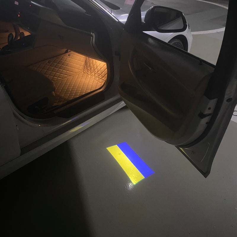 Ukraine Украïна National Flag logo door lights (quantity 1 = 1 sets / 2 logo film /  Can replace of lights  other logos )