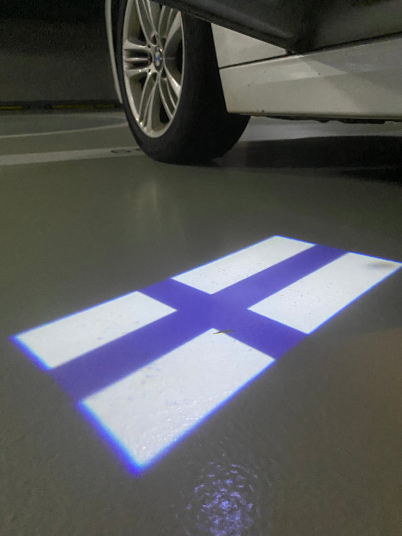 Finland Suomen tasavalta  National Flag  logo door lights (quantity 1 = 1 sets / 2 logo film /  Can replace of lights  other logos )