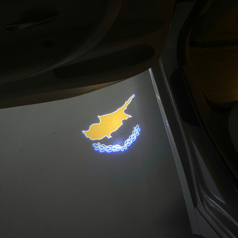 Cyprus Κυπριακή Δημοκρατία   National Flag  logo door lights  (quantity 1 = 1 sets / 2 logo film /  Can replace of lights  other logos )