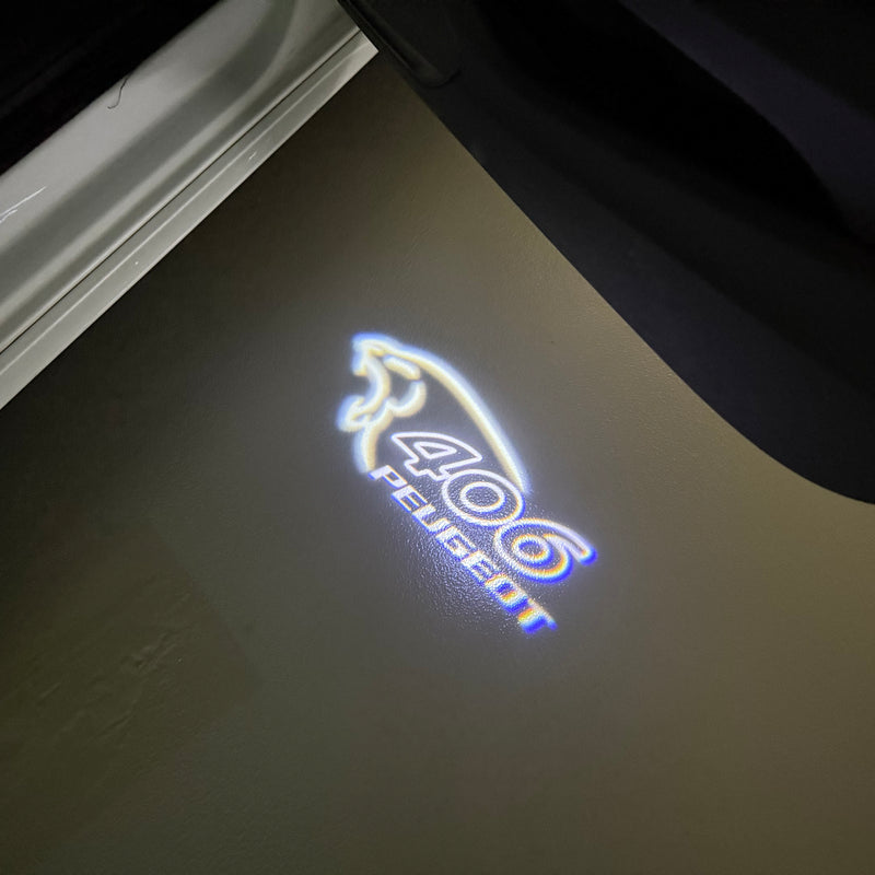 PEUGEOT ORIGINAL LOGO PROJECTOT LIGHTS Nr.30002 (Menge 1 = 2 Logofolien /2 Türleuchten） 