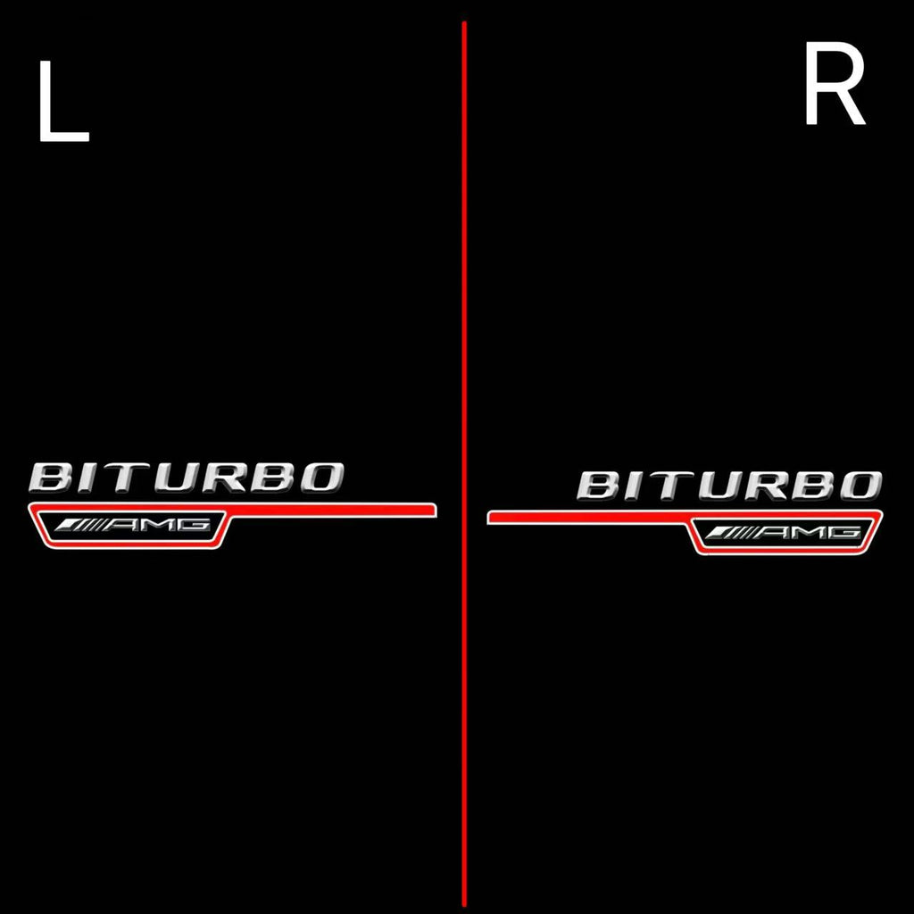 MERCEDES BENZ BITURBO LOGO PROJECTOT LIGHTS  (quantity 1 = 1 set /2 door lights with 2 logo films)Nr.02M252