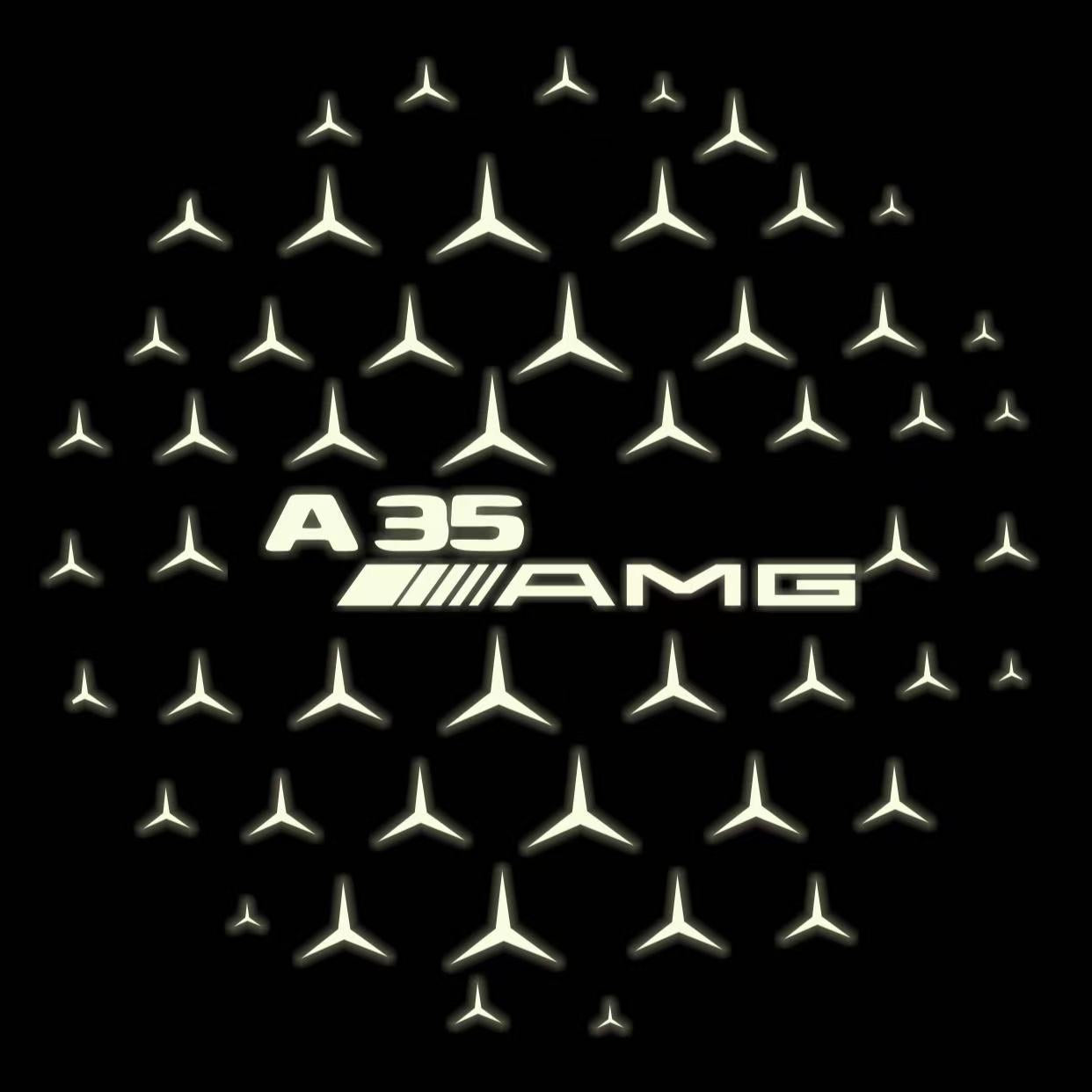 MERCEDES BENZ A35 AMG LOGO PROJECTOT LIGHTS  (quantity 1 = 1 set /2 door lights with 2 logo films)Nr.02M255