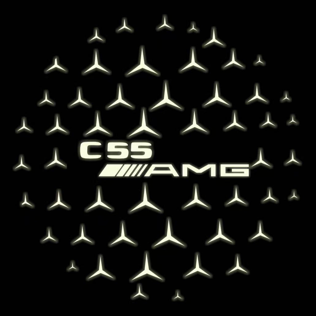 MERCEDES BENZ C55 AMG LOGO PROJECTOT LIGHTS  (quantity 1 = 1 set /2 door lights with 2 logo films)Nr.02M302