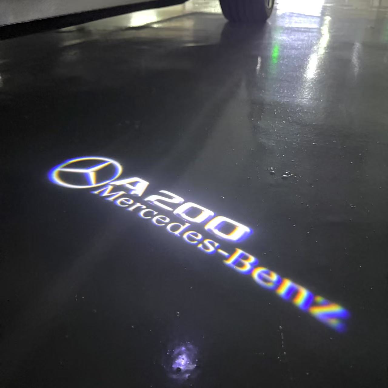 MERCEDES BENZ A200 LOGO PROJECTOT LIGHTS  (quantity 1 = 1 set /2 door lights with 2 logo films)Nr.02M024