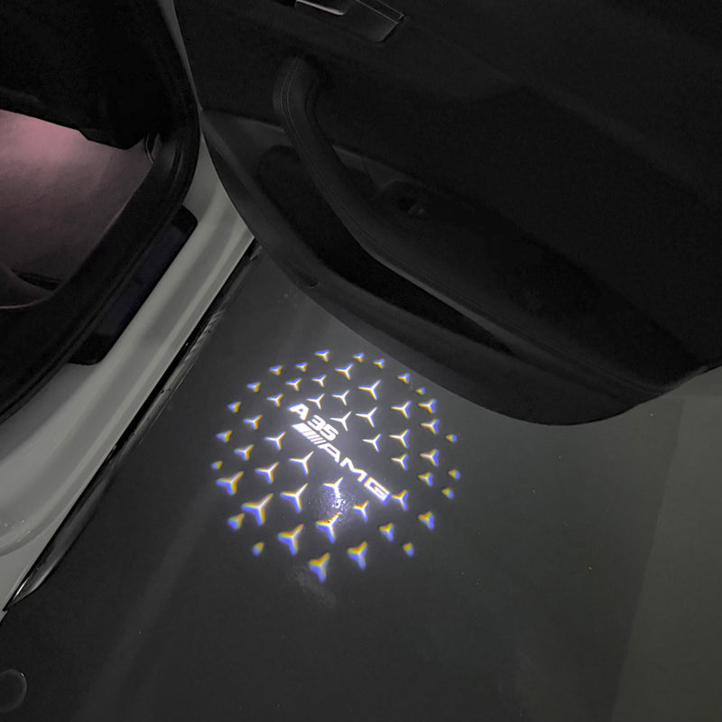 MERCEDES BENZ A35 AMG LOGO PROJECTOT LIGHTS  (quantity 1 = 1 set /2 door lights with 2 logo films)Nr.02M255