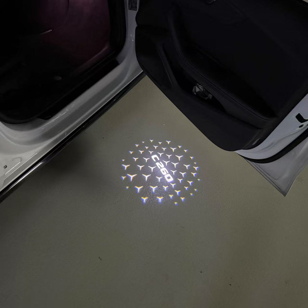 MERCEDES BENZ C260 LOGO PROJECTOT LIGHTS  (quantity 1 = 1 set /2 door lights with 2 logo films)Nr.02M55