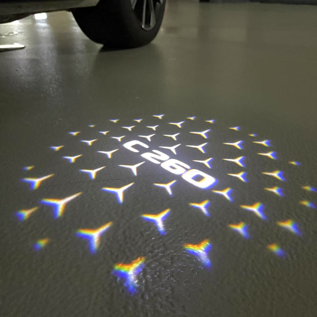 MERCEDES BENZ C260 LOGO PROJECTOT LIGHTS  (quantity 1 = 1 set /2 door lights with 2 logo films)Nr.02M55