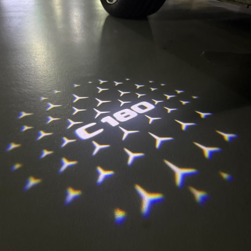 MERCEDES BENZ C180 LOGO PROJECTOT LIGHTS  (quantity 1 = 1 set /2 door lights with 2 logo films)Nr.02M51