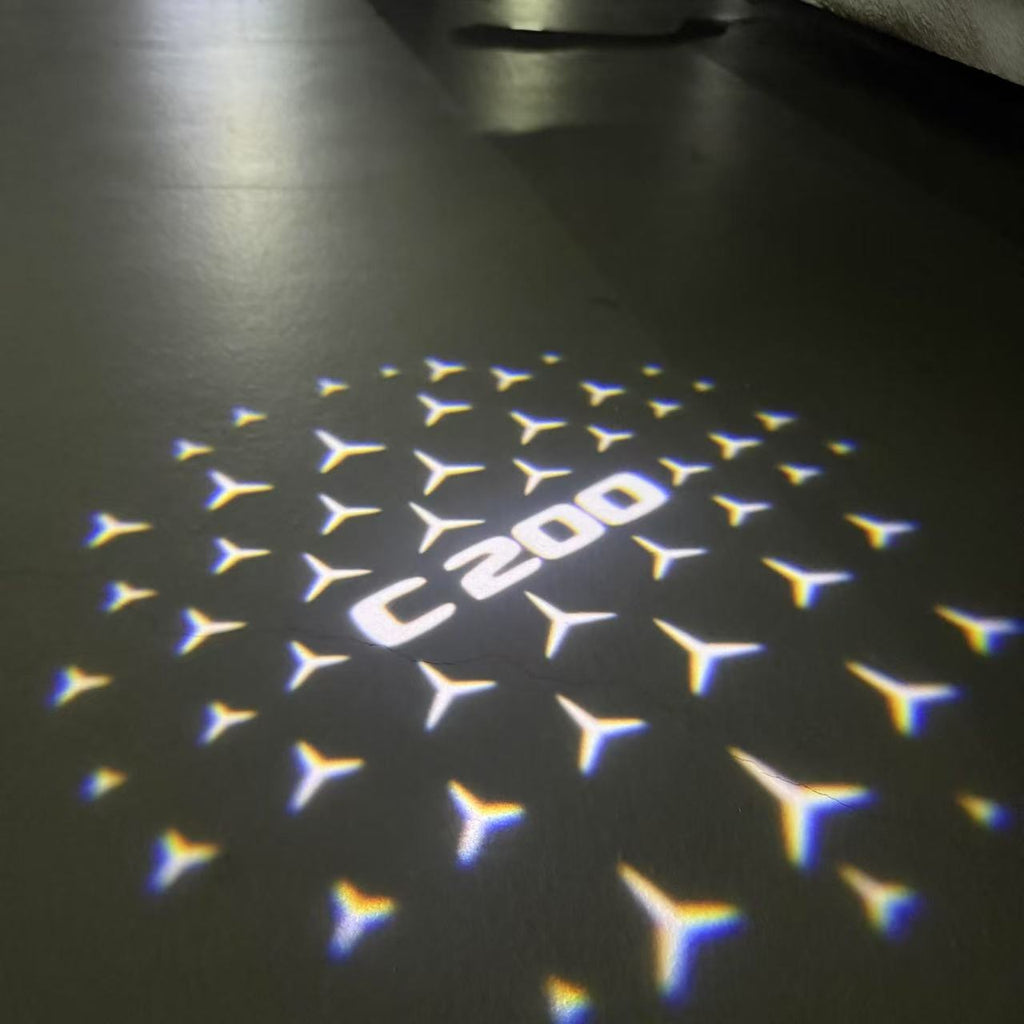 MERCEDES BENZ C200 LOGO PROJECTOT LIGHTS  (quantity 1 = 1 set /2 door lights with 2 logo films)Nr.02M56