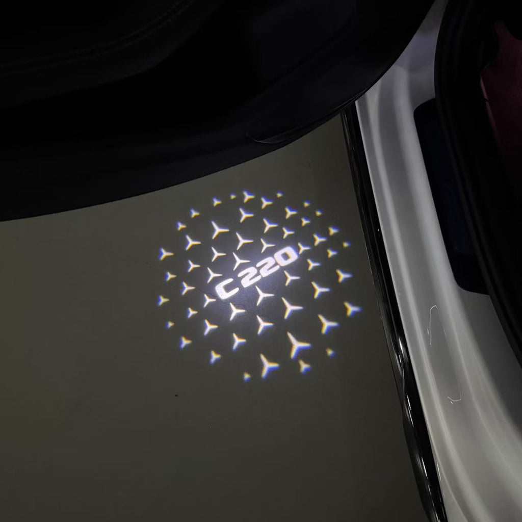 MERCEDES BENZ C220 LOGO PROJECTOT LIGHTS  (quantity 1 = 1 set /2 door lights with 2 logo films)Nr.02M52