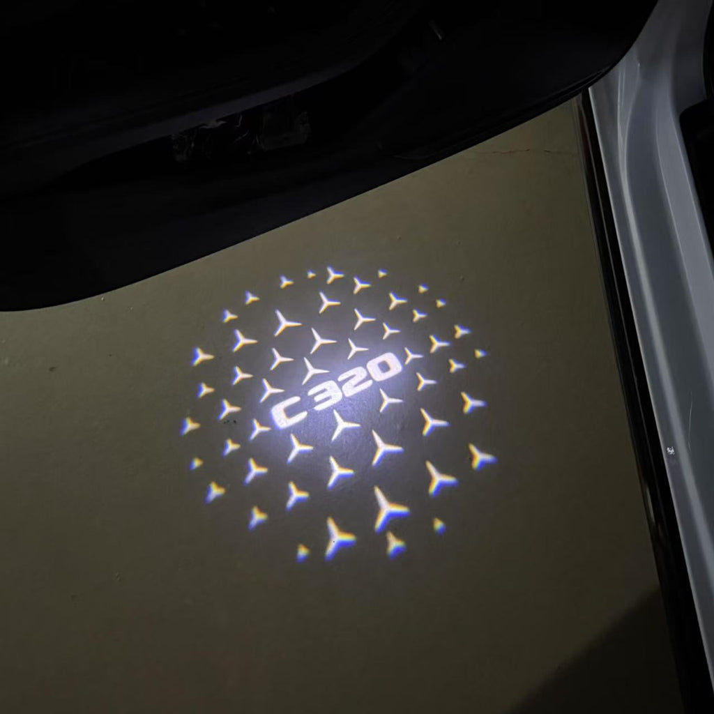 MERCEDES BENZ C320 LOGO PROJECTOT LIGHTS  (quantity 1 = 1 set /2 door lights with 2 logo films)Nr.02M53