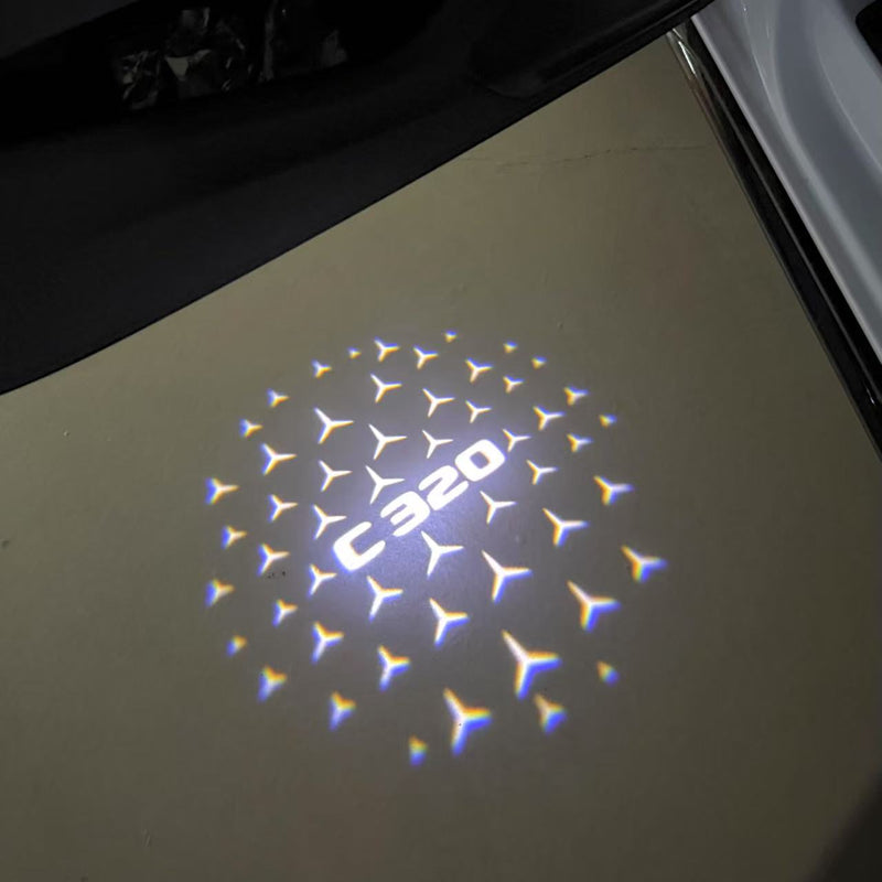 MERCEDES BENZ C320 LOGO PROJECTOT LIGHTS  (quantity 1 = 1 set /2 door lights with 2 logo films)Nr.02M53