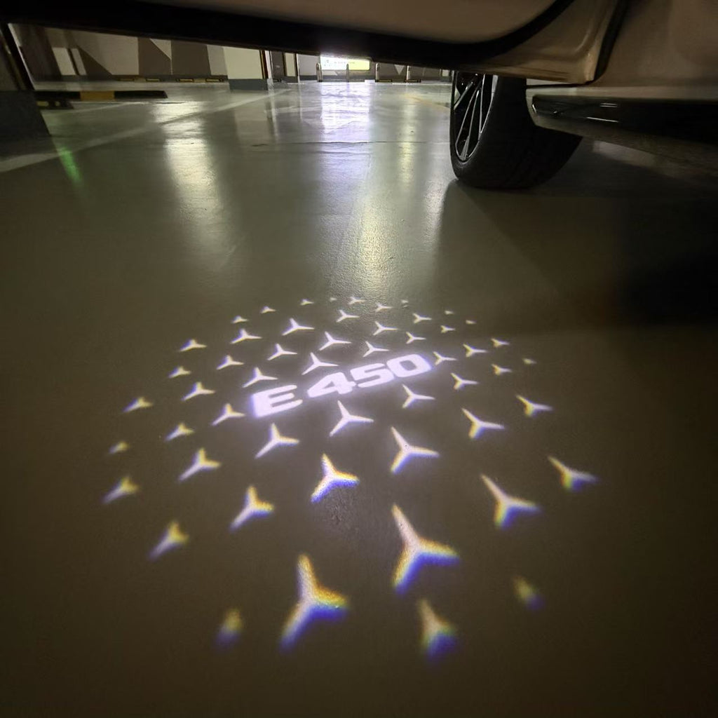 MERCEDES BENZ E450 LOGO PROJECTOT LIGHTS  (quantity 1 = 1 set /2 door lights with 2 logo films)Nr.02M89