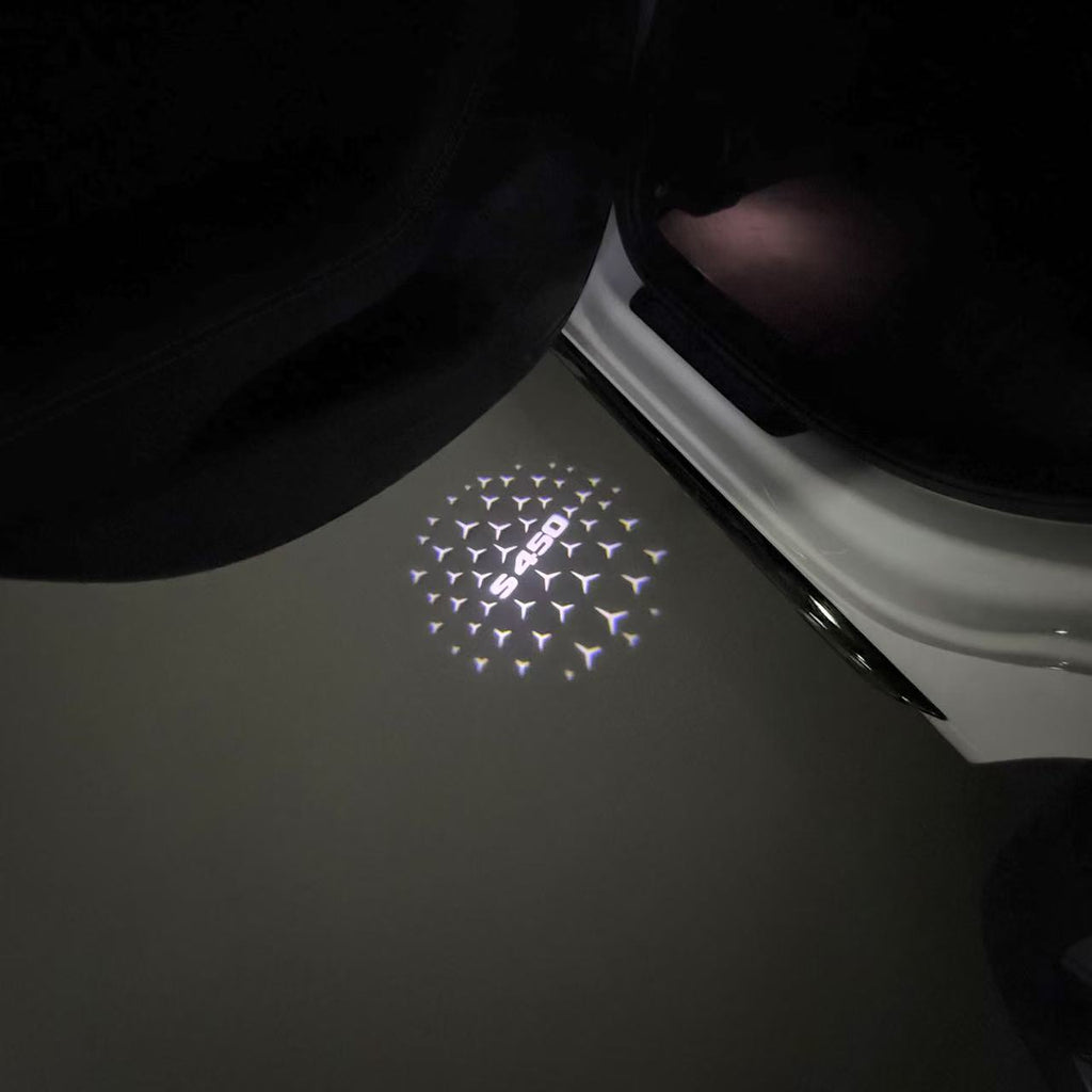 MERCEDES BENZ S450 LOGO PROJECTOT LIGHTS  (quantity 1 = 1 set /2 door lights with 2 logo films)Nr.02M33