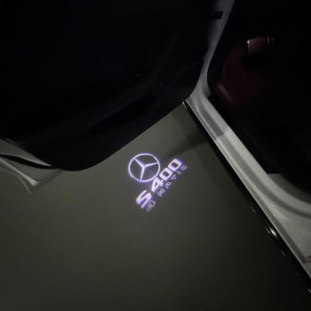 MERCEDES BENZ S400 LOGO PROJECTOT LIGHTS  (quantity 1 = 1 set /2 door lights with 2 logo films)Nr.02M28
