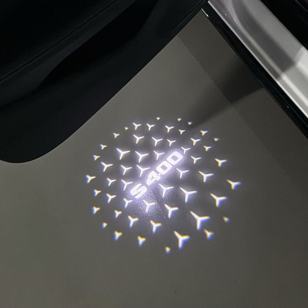 MERCEDES BENZ S400 LOGO PROJECTOT LIGHTS  (quantity 1 = 1 set /2 door lights with 2 logo films)Nr.02M39