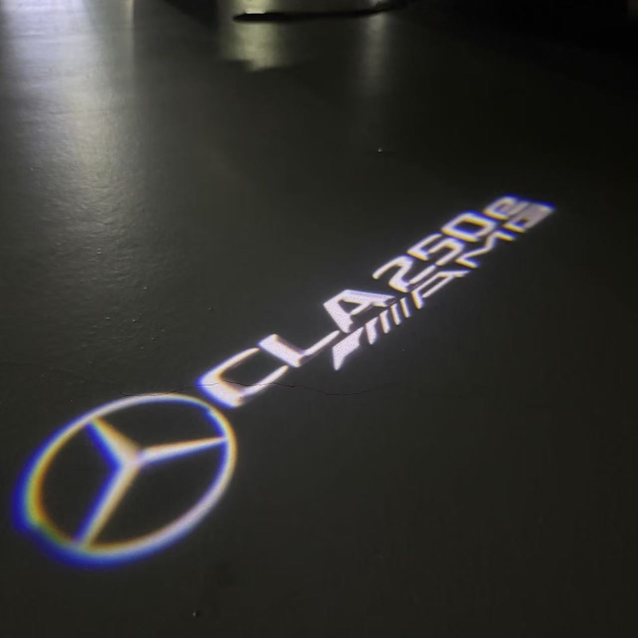 MERCEDES BENZ CLA 250e LOGO PROJECTOT LIGHTS  (quantity 1 = 1 set /2 door lights with 2 logo films)Nr.02M227