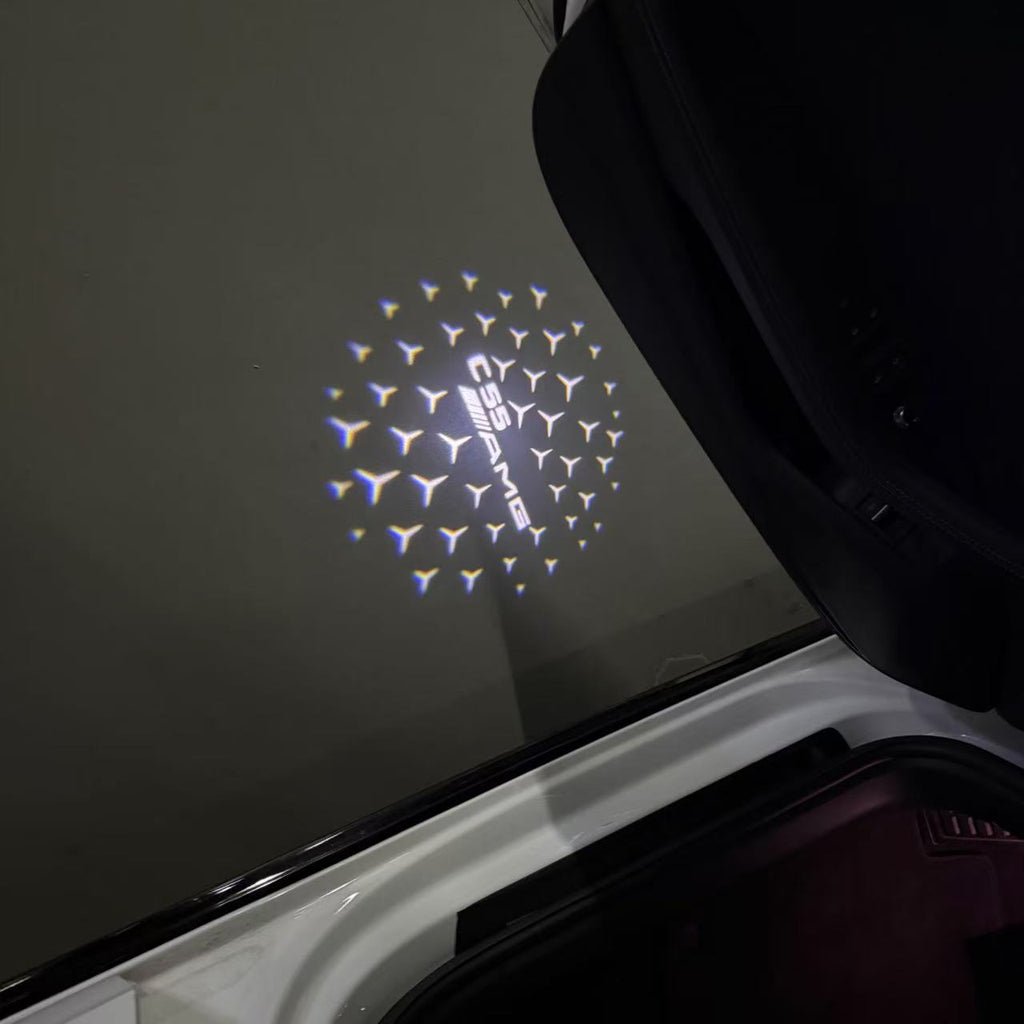 MERCEDES BENZ C55 AMG LOGO PROJECTOT LIGHTS  (quantity 1 = 1 set /2 door lights with 2 logo films)Nr.02M302