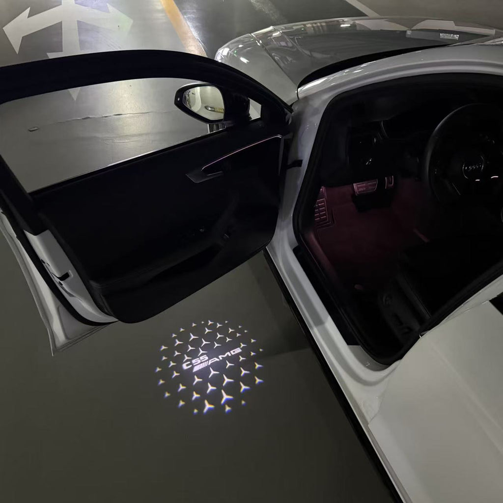 MERCEDES BENZ C55 AMG LOGO PROJECTOT LIGHTS  (quantity 1 = 1 set /2 door lights with 2 logo films)Nr.02M302