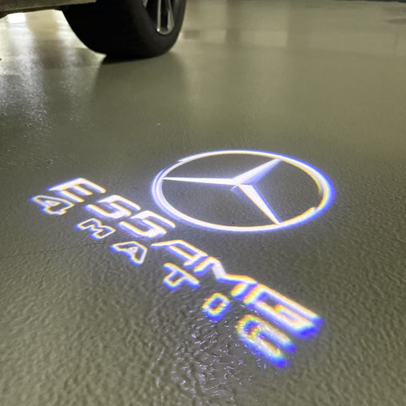 MERCEDES BENZ E55 AMG LOGO PROJECTOT LIGHTS  (quantity 1 = 1 set /2 door lights with 2 logo films)Nr.02M307