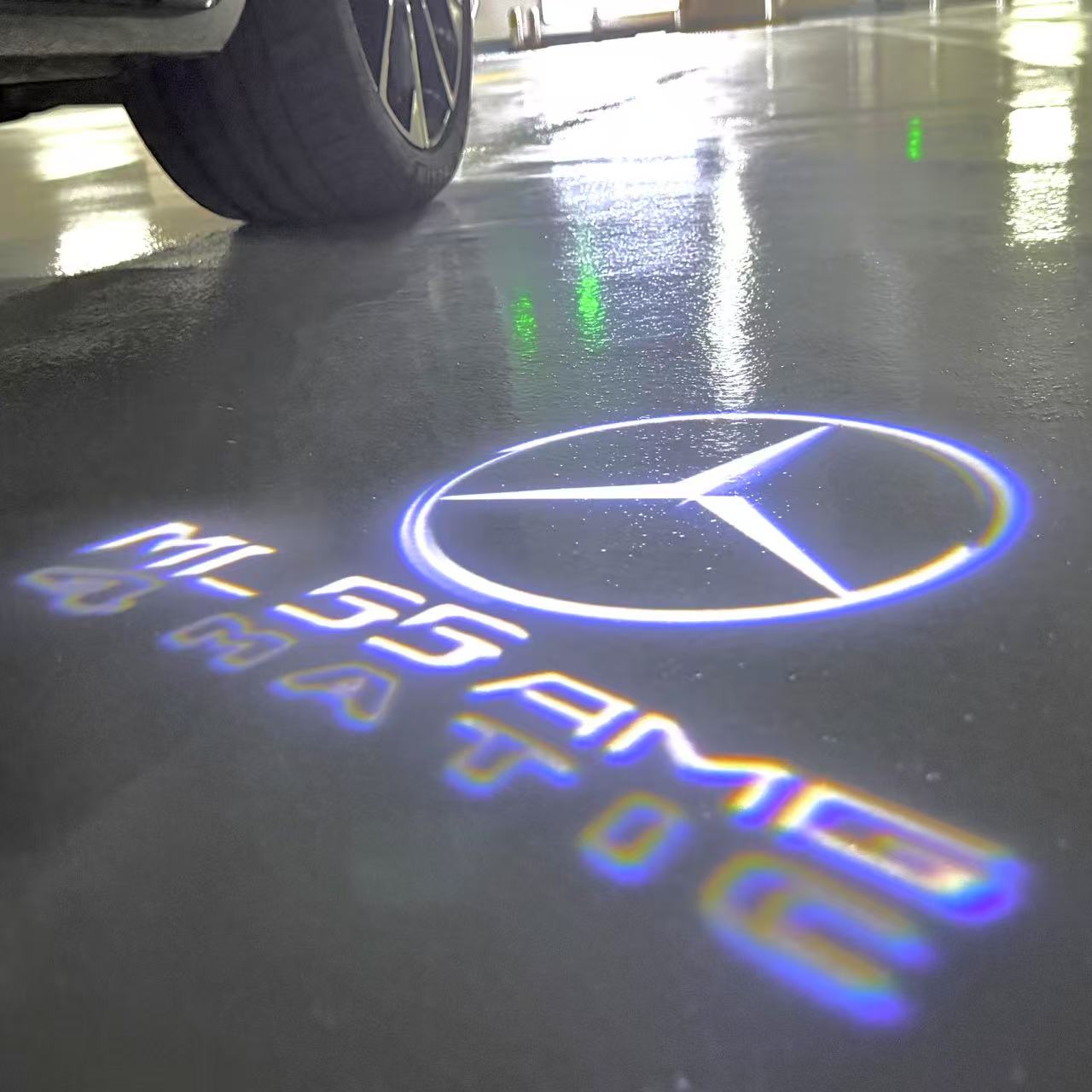 MERCEDES BENZ ML55 AMG LOGO PROJECTOT LIGHTS  (quantity 1 = 1 set /2 door lights with 2 logo films)Nr.02M387