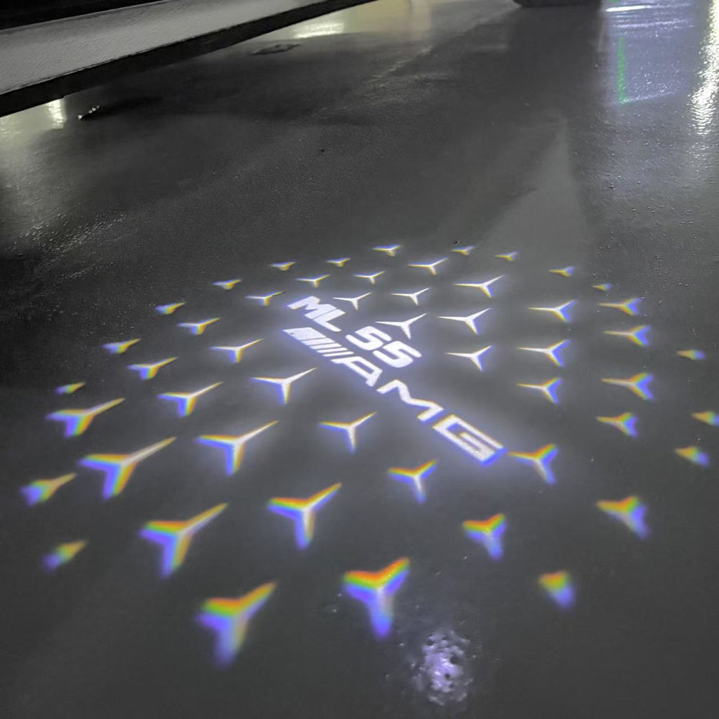 MERCEDES BENZ ML55 AMG LOGO PROJECTOT LIGHTS  (quantity 1 = 1 set /2 door lights with 2 logo films)Nr.02M384