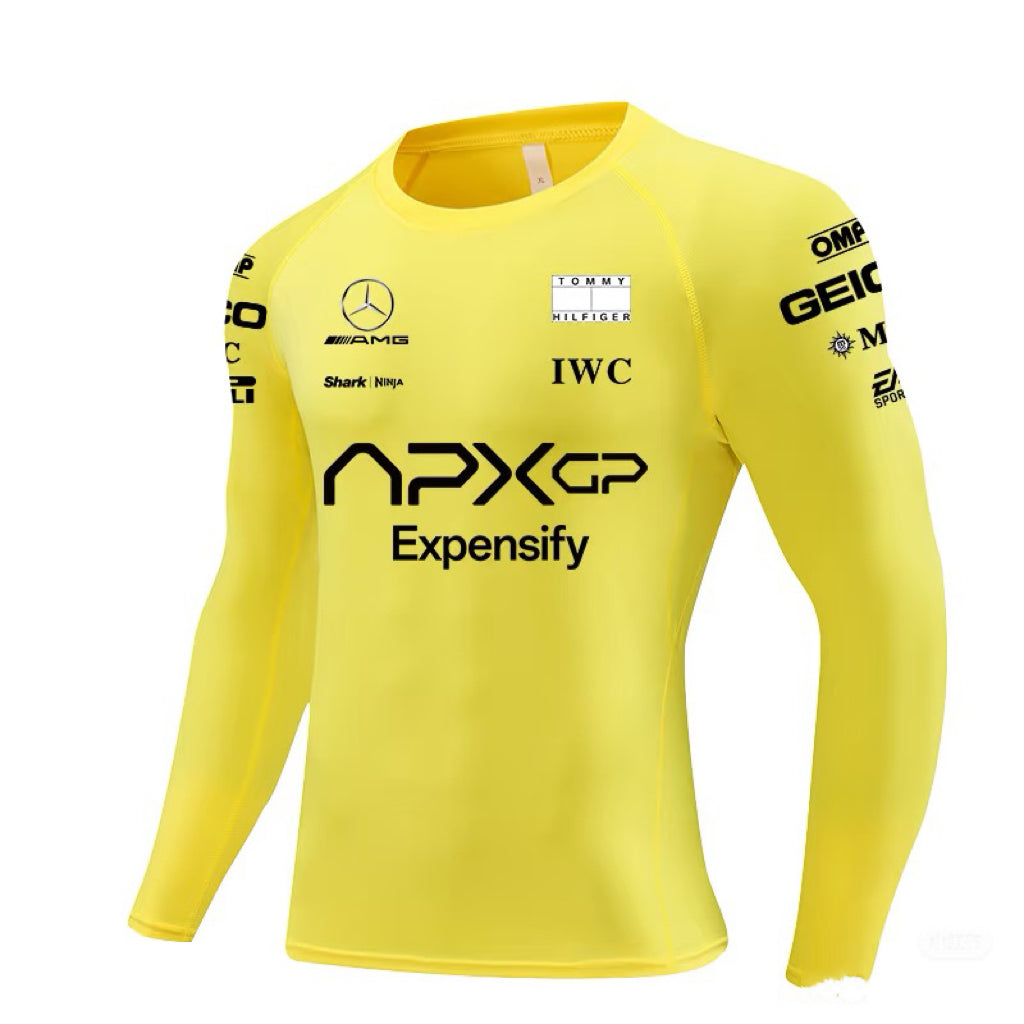 Brad Pitt same style F1 tight racing suit yellow