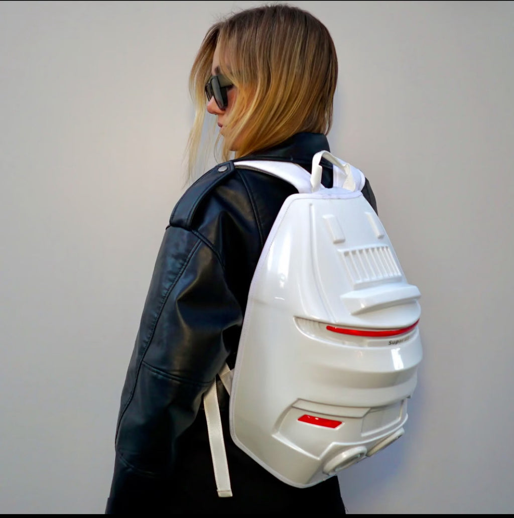 Porsche style backpack  White color