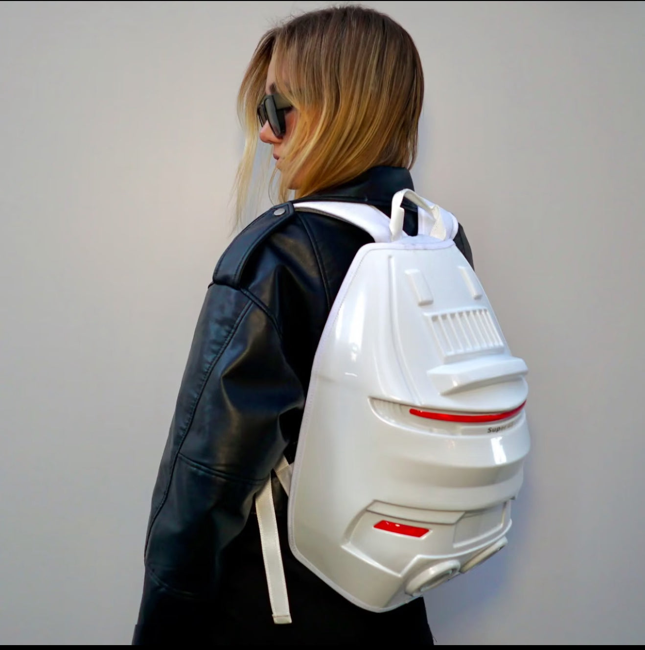 Porsche style backpack  White color