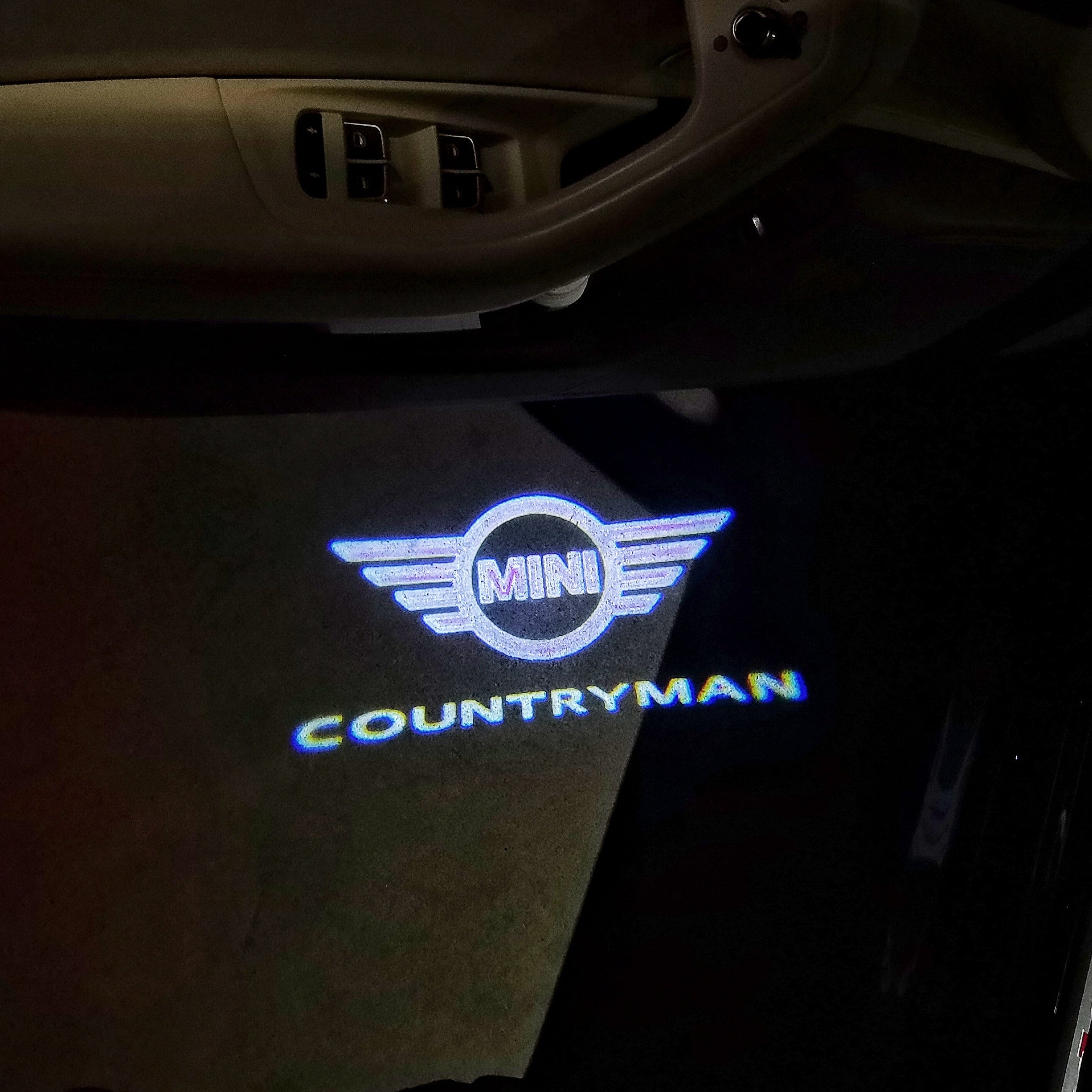 MINI COUNTRYMAN LOGO PROJECROTR LIGHTS Nr.147 (quantity  1 =  2 Logo Film /  2 door lights)