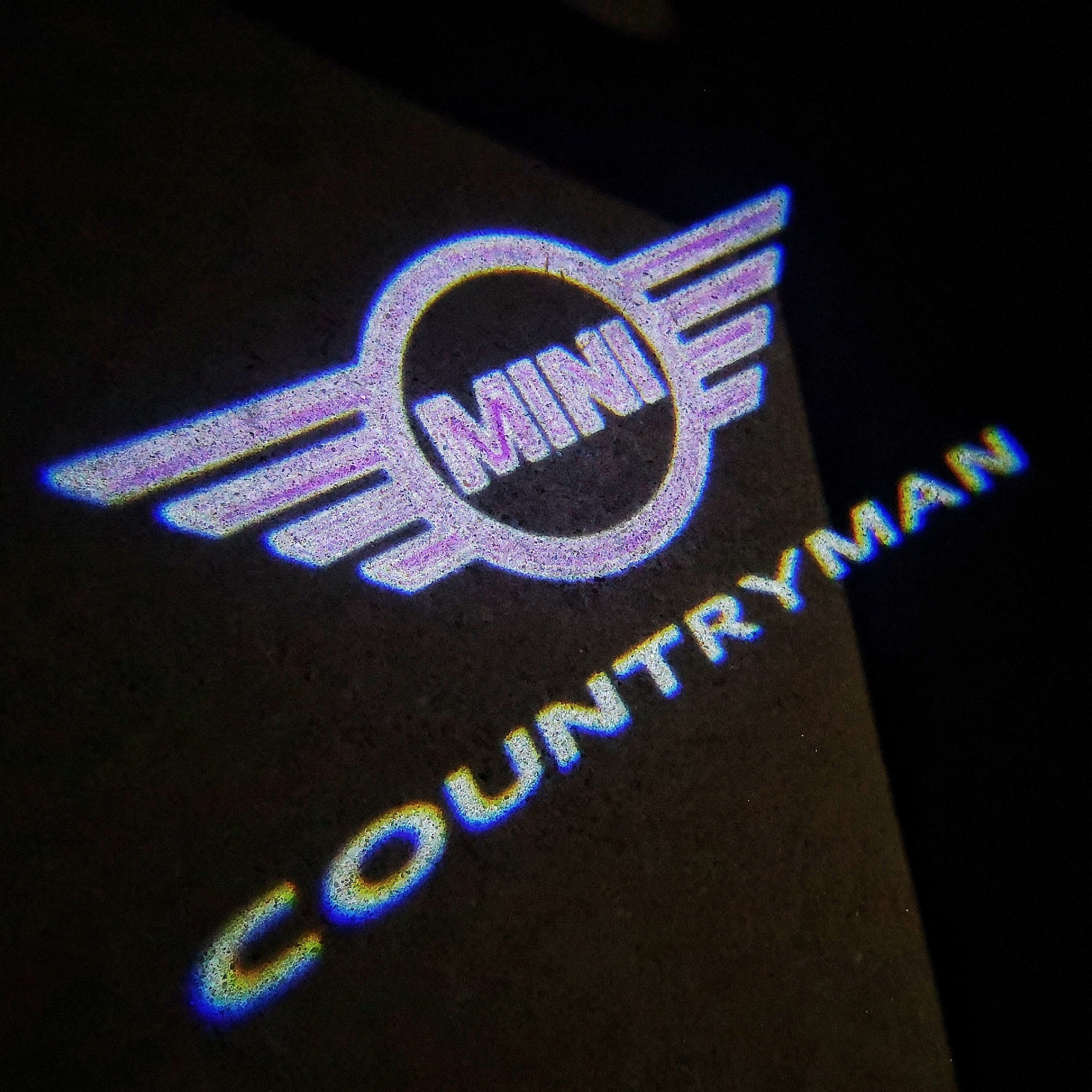 MINI COUNTRYMAN LOGO PROJECROTR LIGHTS Nr.147 (quantity  1 =  2 Logo Film /  2 door lights)