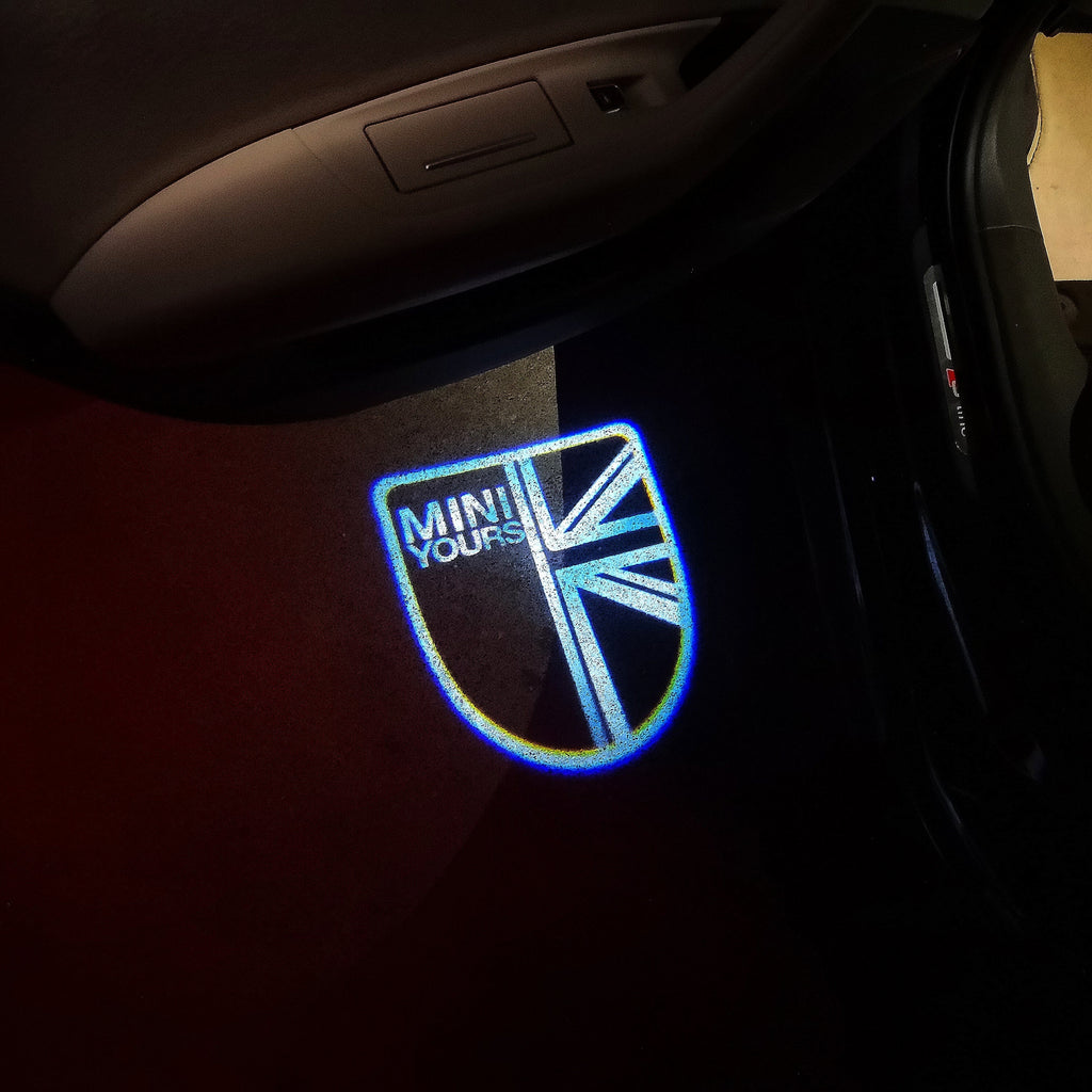 MINI  BRITISH NATIONAL FLAG WITH MINI  LOGO PROJECROTR LIGHTS Nr.37 (quantity  1 =  2 Logo Film /  2 door lights)